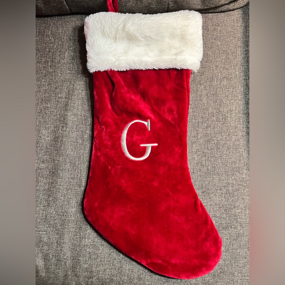 Red Christmas Stockings with letter G and H